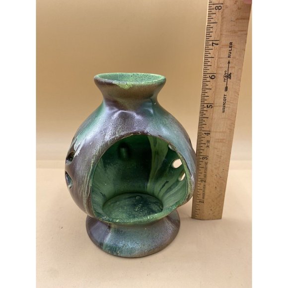 Art Studio Pottery Green Candle Holder Signed Joan Carroll St Regis Montana - Picture 11 of 12